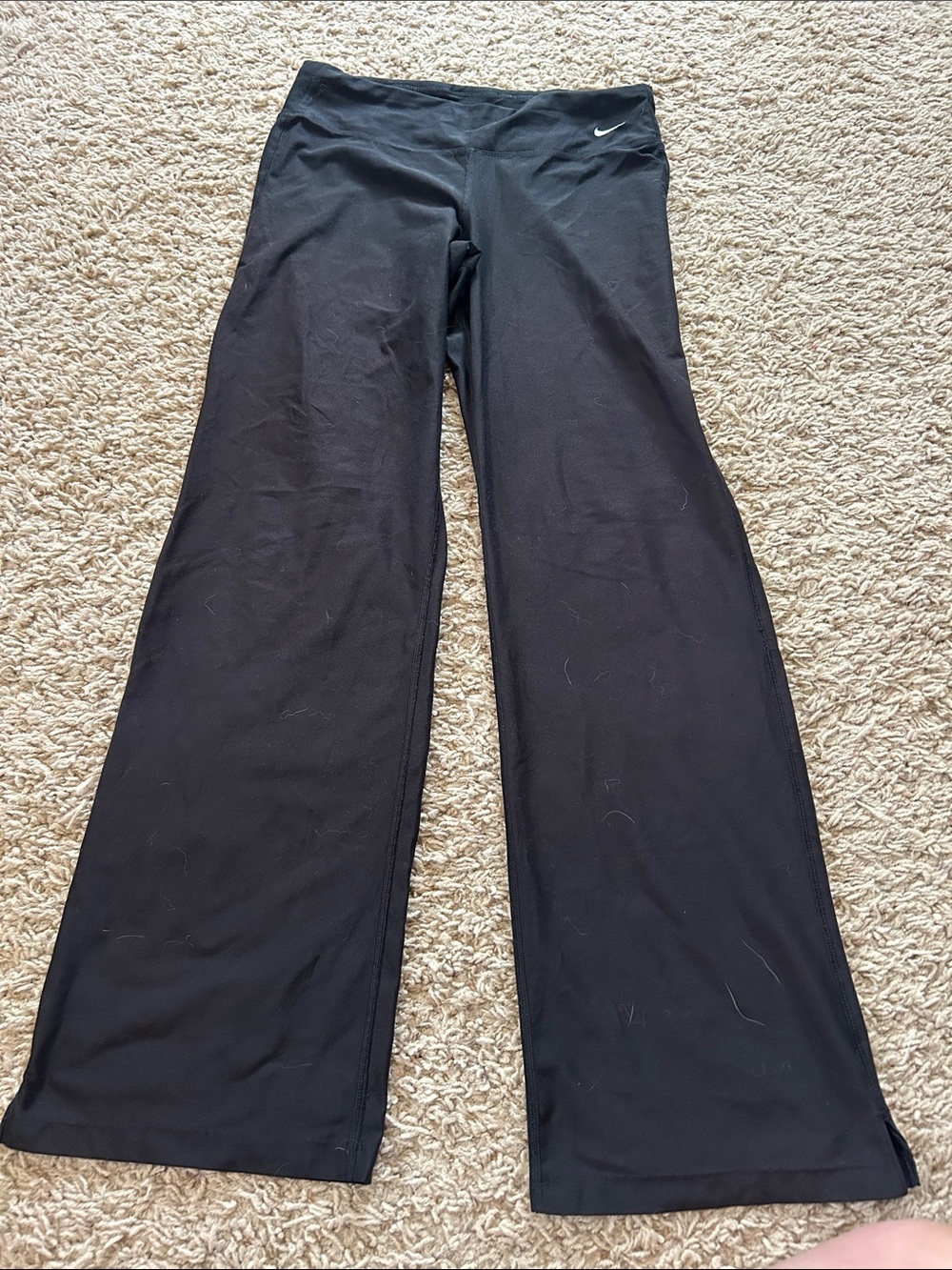 Nike Black Flared Athletic Pants with Swoosh